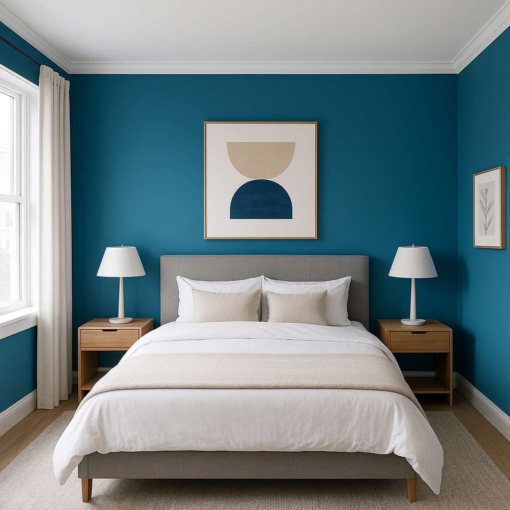 Benjamin Moore Laguna (2059-30): A Vibrant Coastal Blue for Bold Interiors.