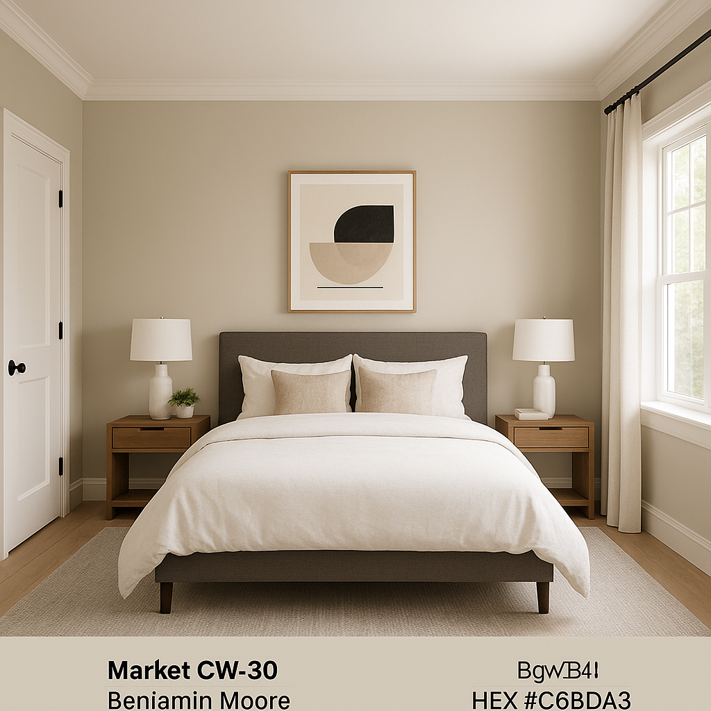 Benjamin Moore Market (CW-30): A Timeless Neutral for Versatile Spaces.