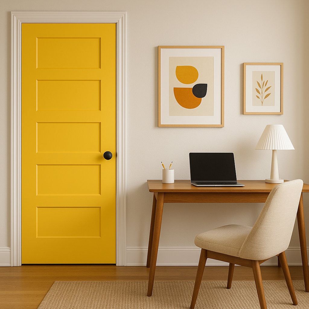 Sherwin-Williams Cheerful (SW 6903): A Vibrant Yellow for Radiant Spaces.