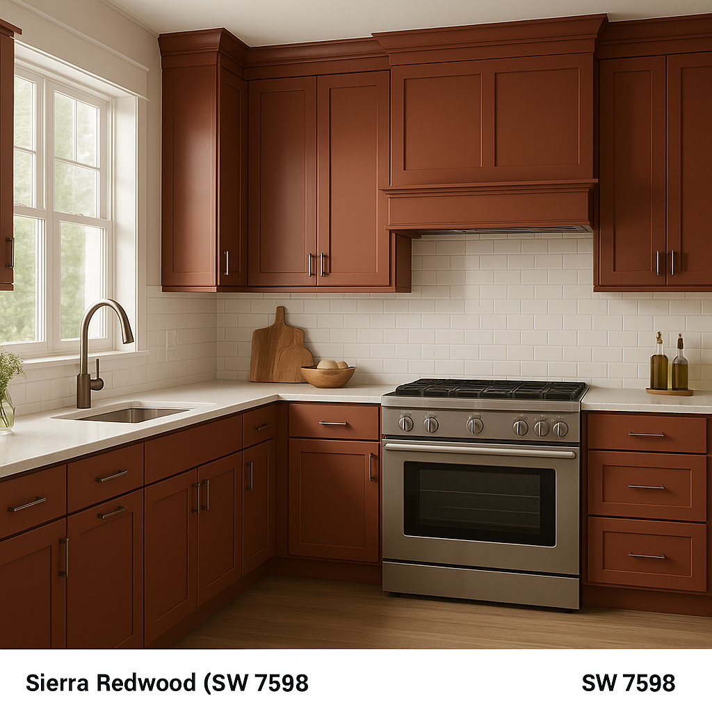 Sherwin-Williams Sierra Redwood (7598): A Bold, Earthy Hue for Timeless Interiors.