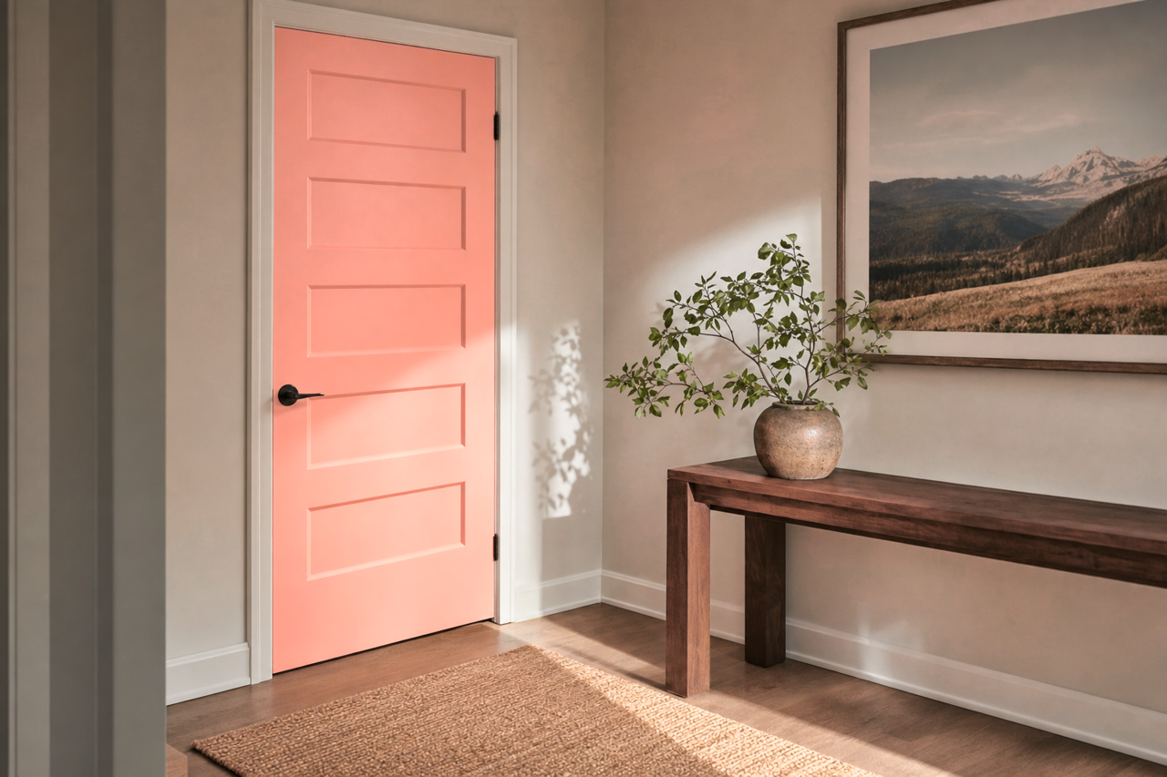 Pink by Benjamin Moore on interior-doors