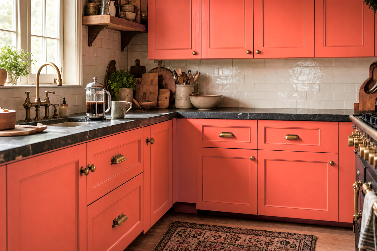 Picante by Benjamin Moore on cabinets