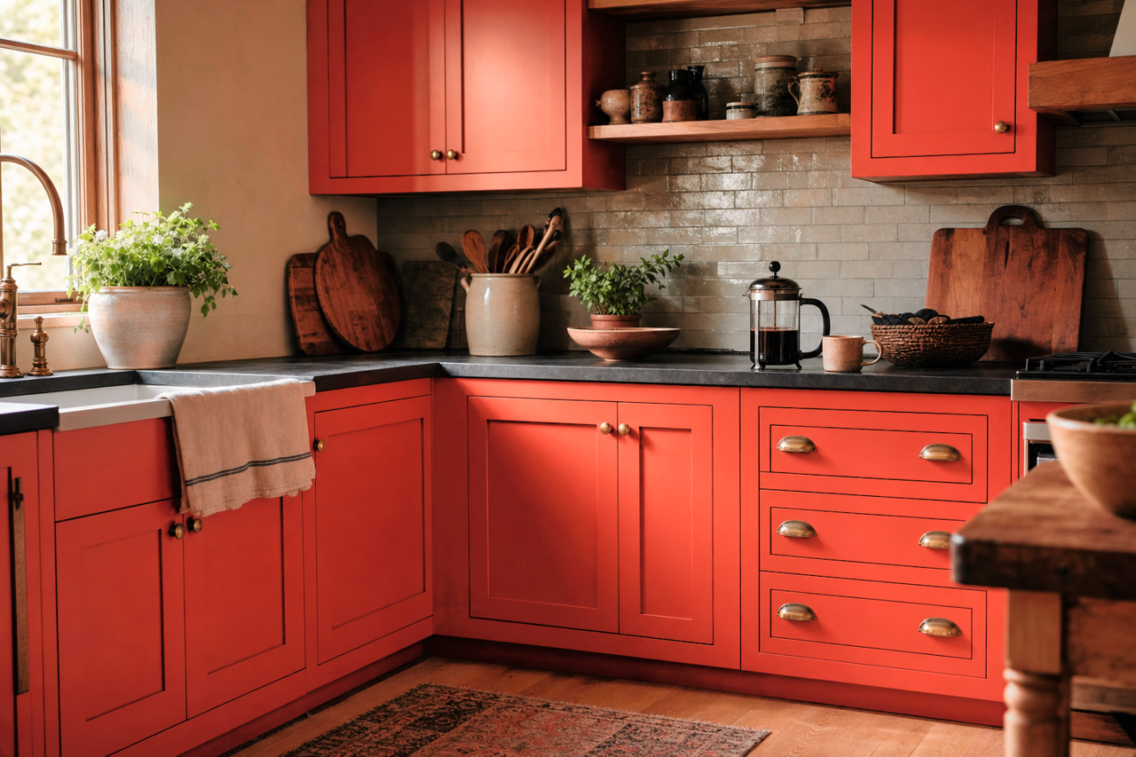 Piñata by Benjamin Moore on cabinets