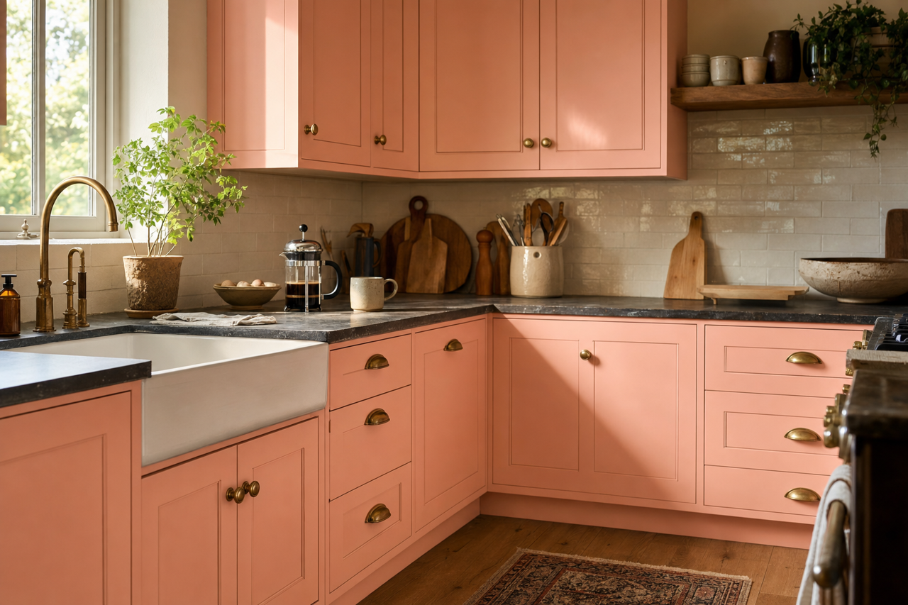 Blushing by Benjamin Moore on cabinets