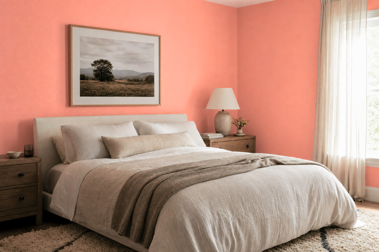 Paradise Peach by Benjamin Moore on interiors