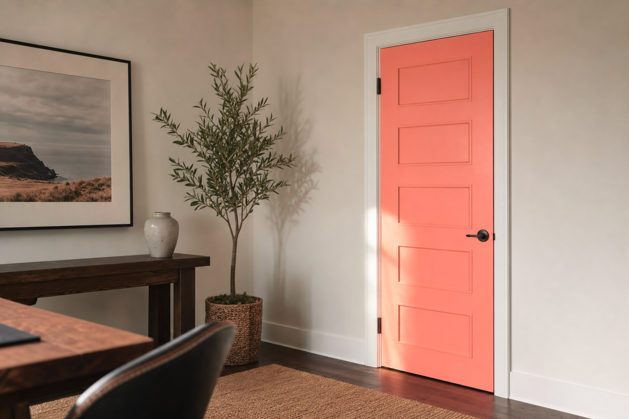 Coral by Benjamin Moore on interior-doors