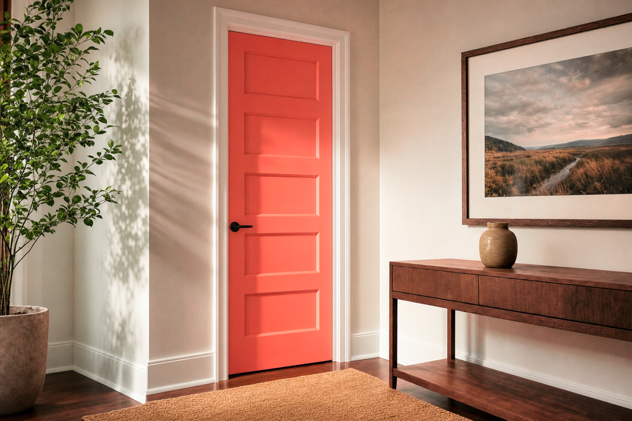 Fan Coral by Benjamin Moore on interior-doors