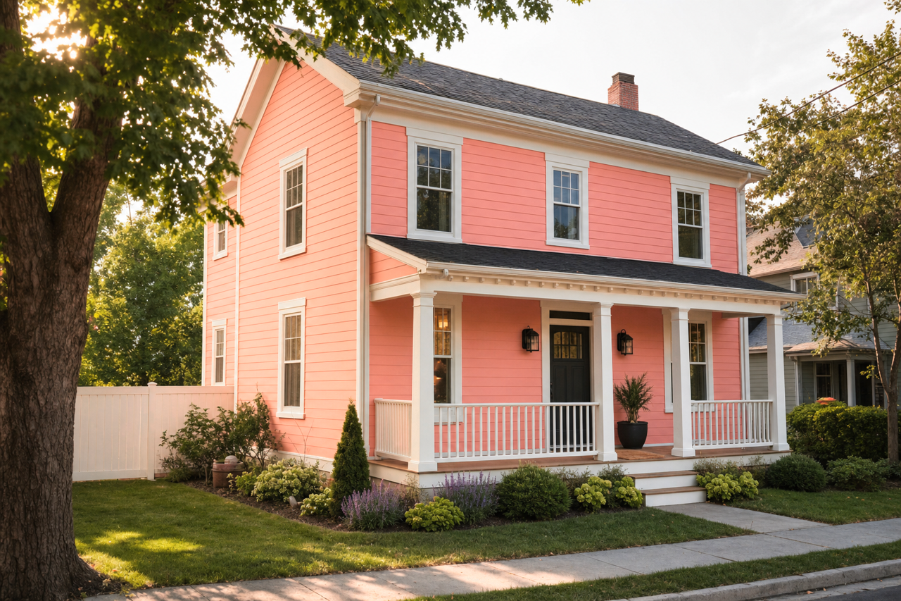 Monticello Peach by Benjamin Moore on exterior