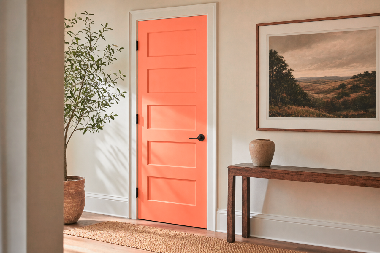 Salmon by Benjamin Moore on interior-doors