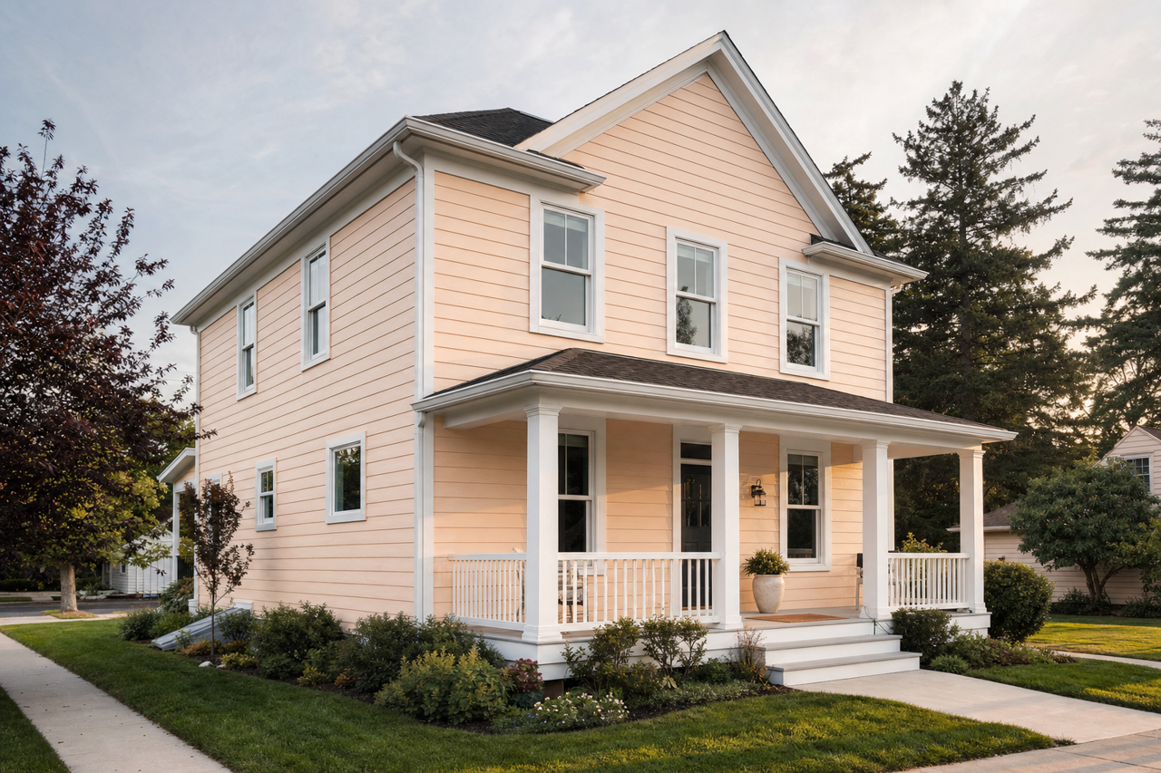 Peach Cooler by Benjamin Moore on exterior