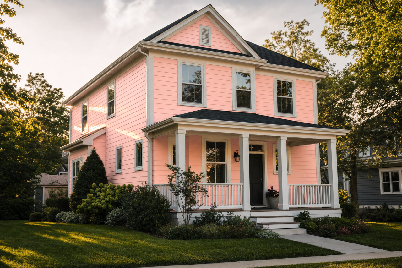 Vivid Peach by Benjamin Moore on exterior