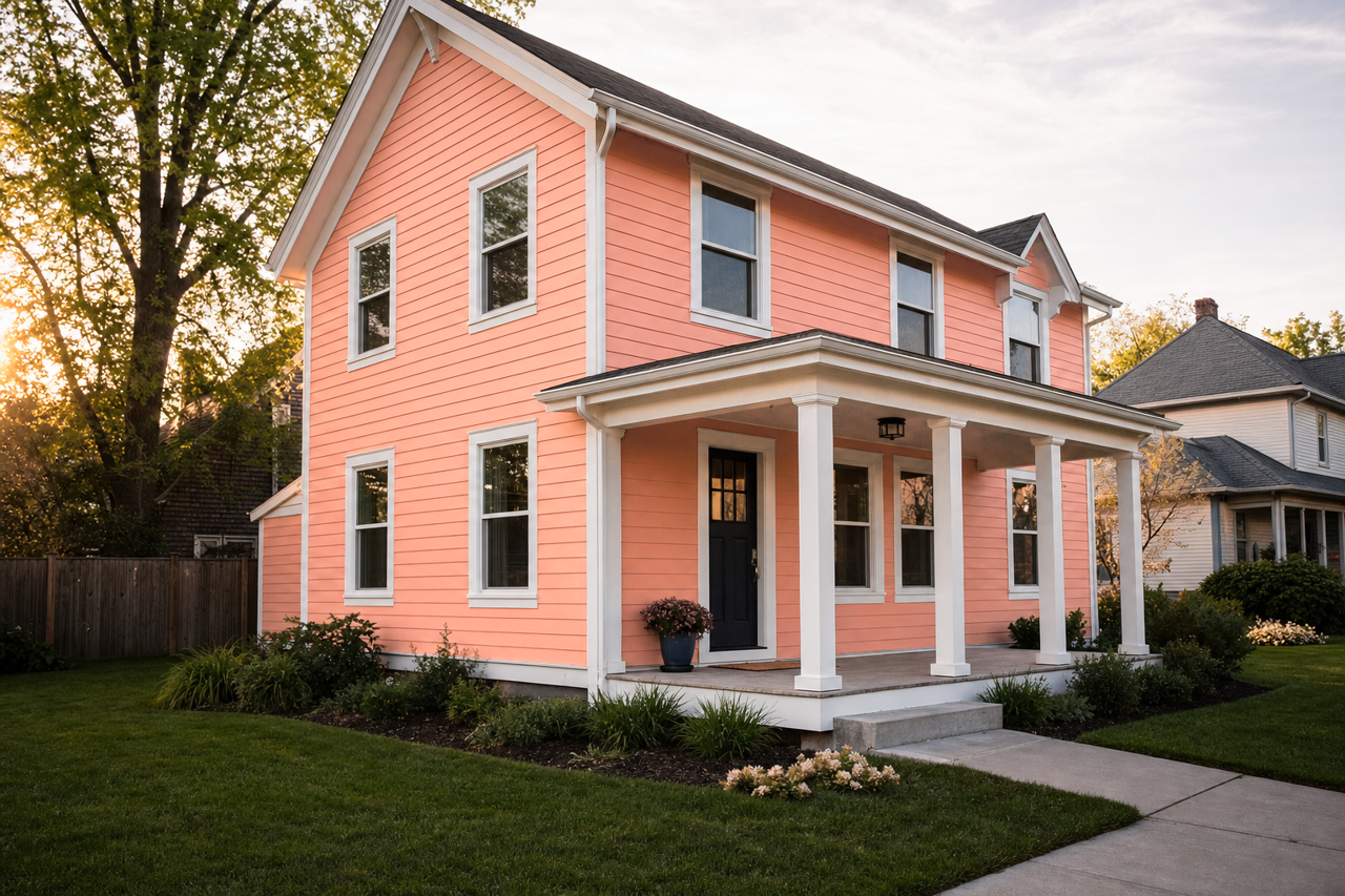 Coral Glow by Benjamin Moore on exterior