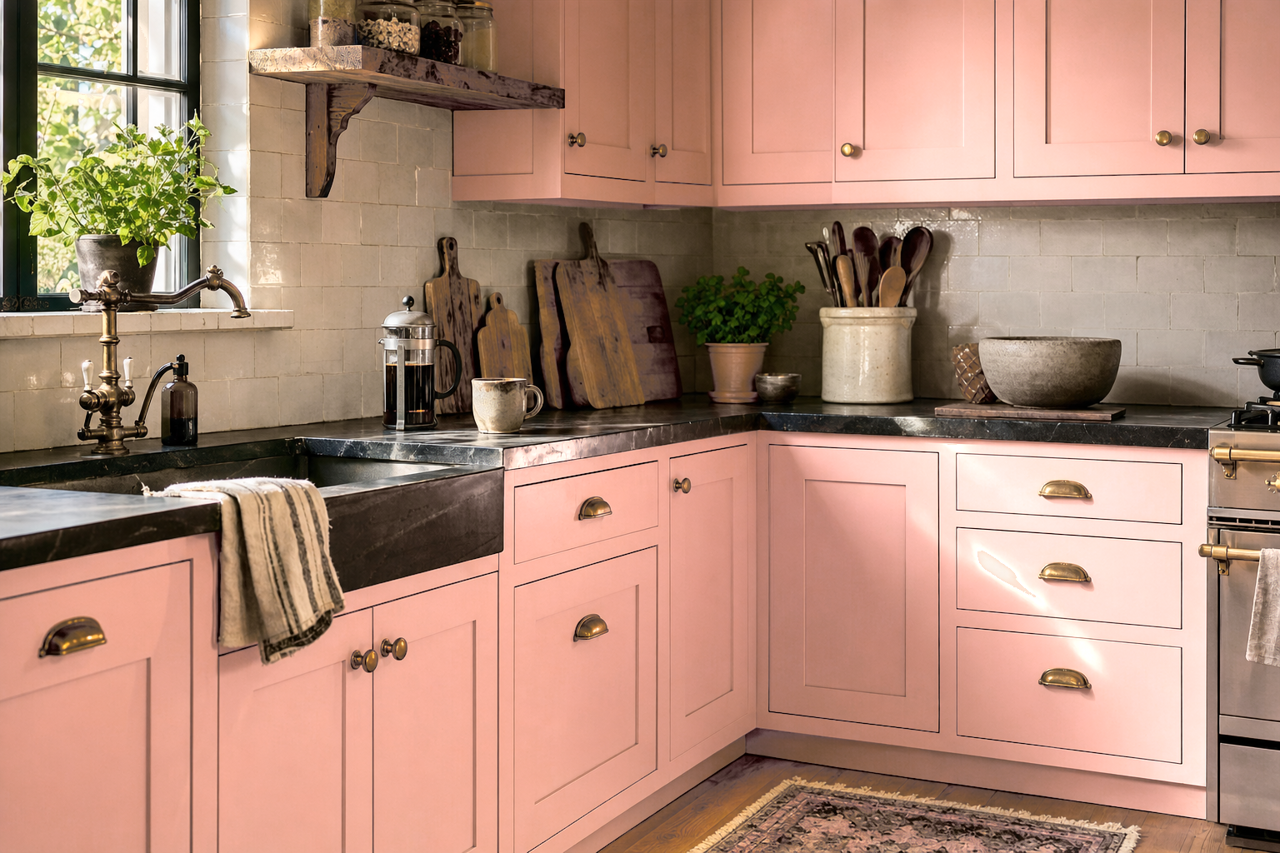 August by Benjamin Moore on cabinets