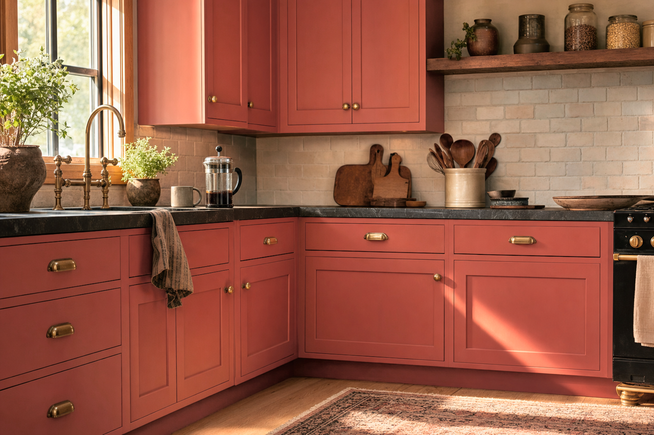 Spiced by Benjamin Moore on cabinets