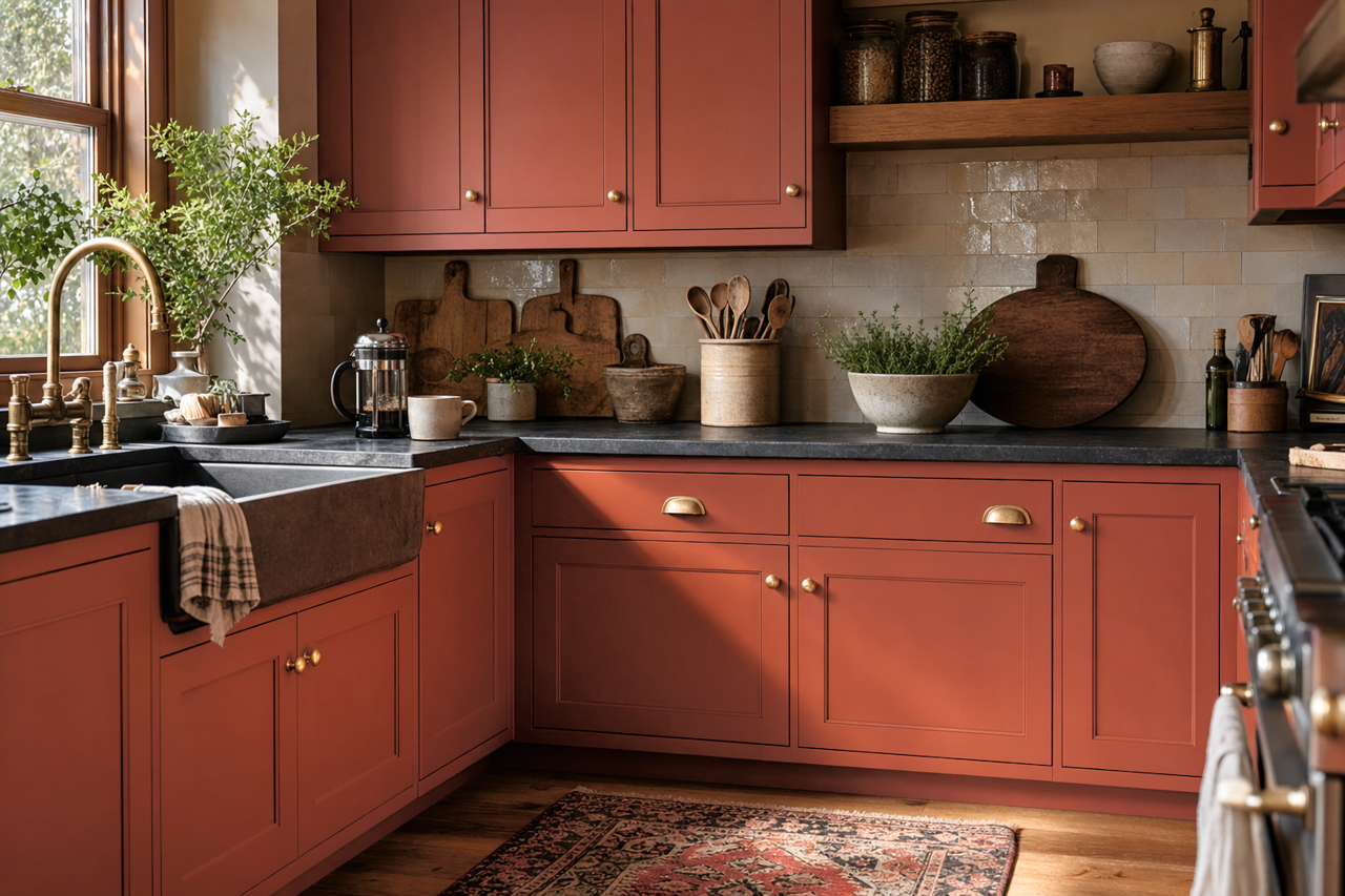Baked by Benjamin Moore on cabinets