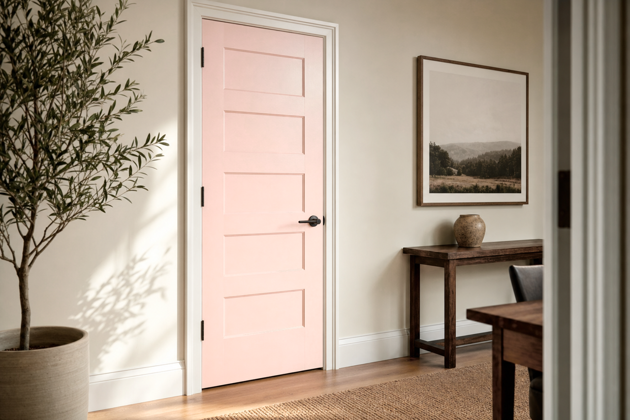 Rose Blush by Benjamin Moore on interior-doors