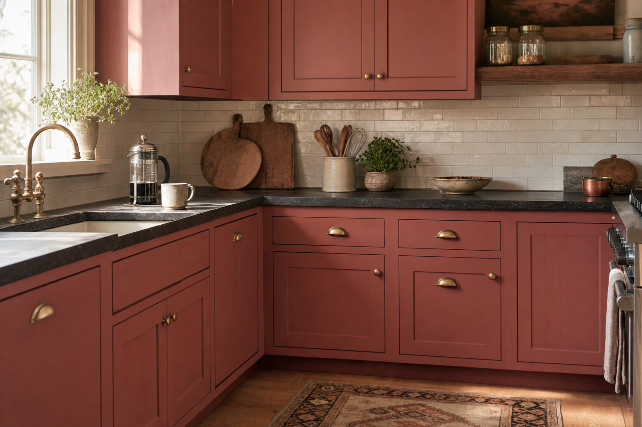 Burnt by Benjamin Moore on cabinets