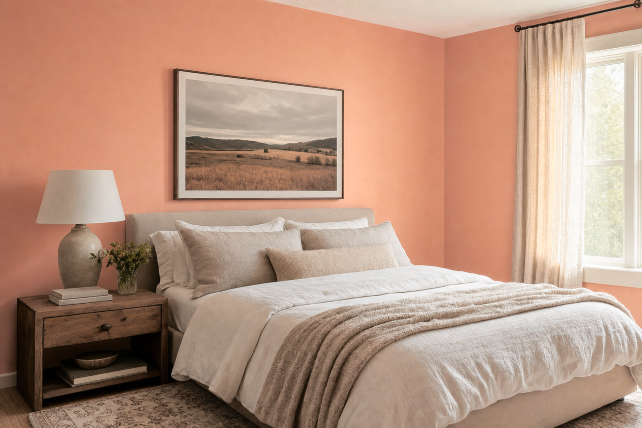 Salmon Mousse by Benjamin Moore on interiors