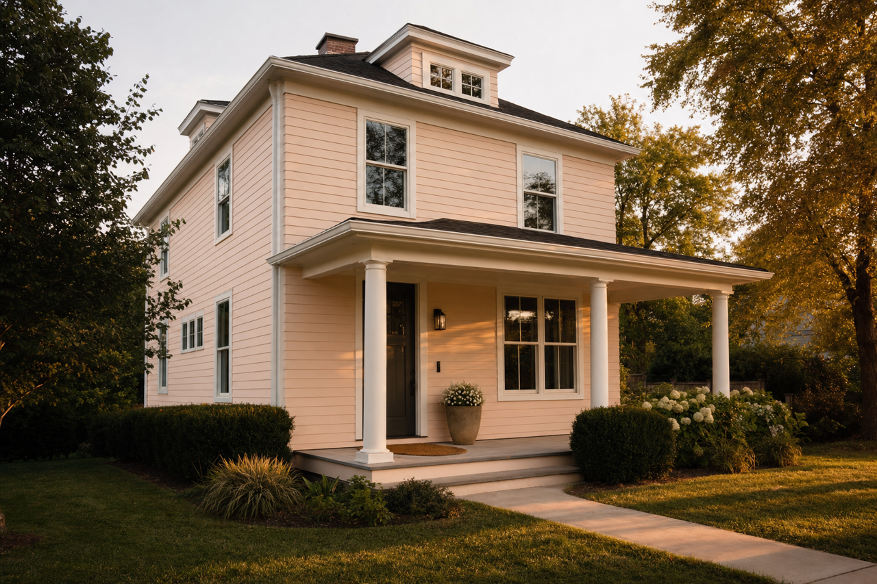 Pink Moire by Benjamin Moore on exterior