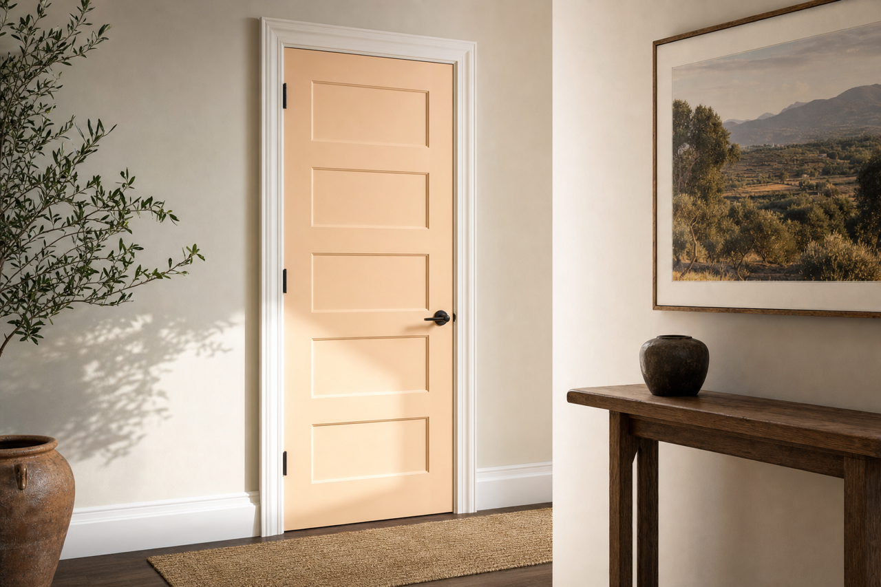 Orange by Benjamin Moore on interior-doors