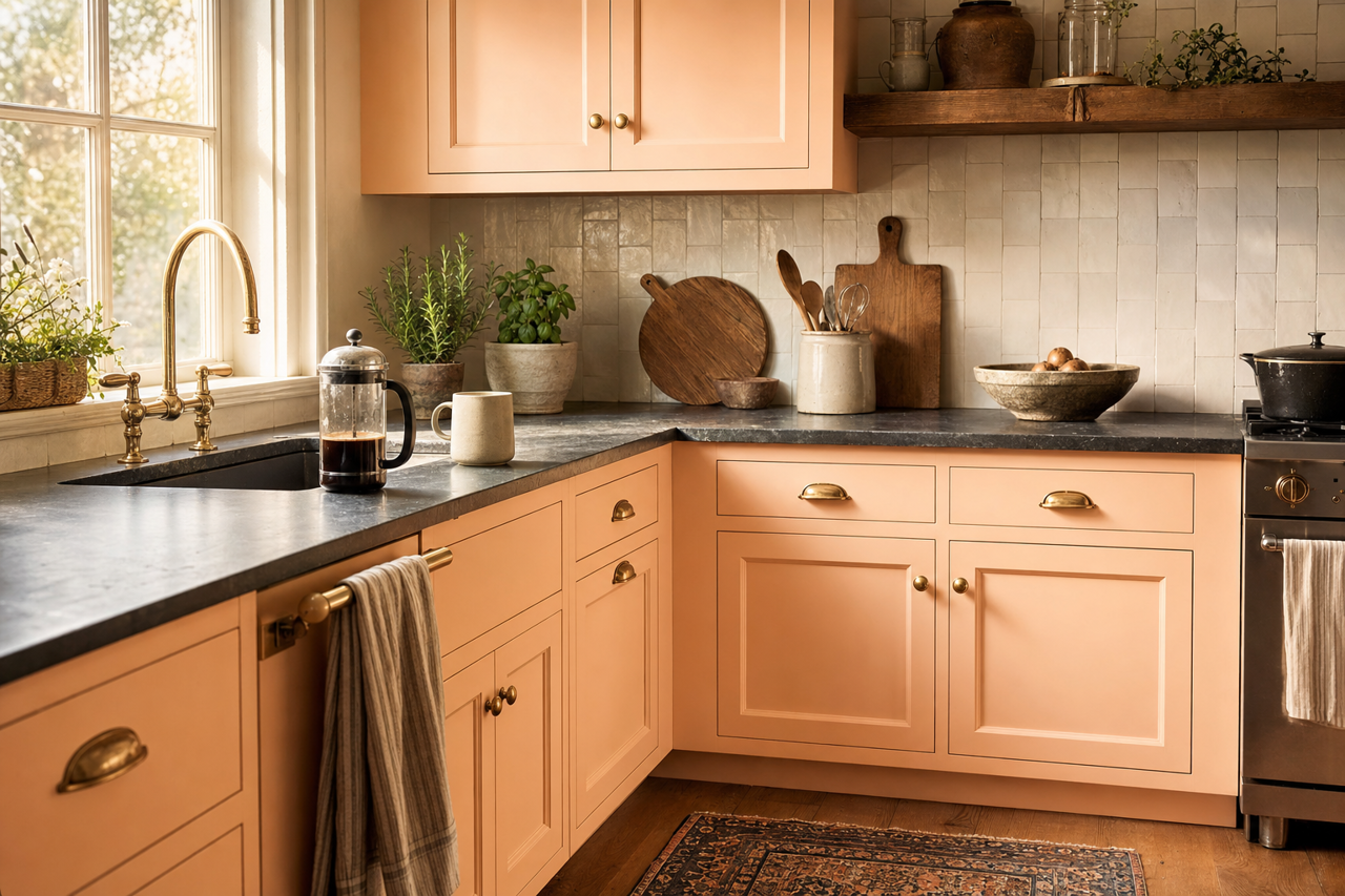 Pumpkin Mousse by Benjamin Moore on cabinets