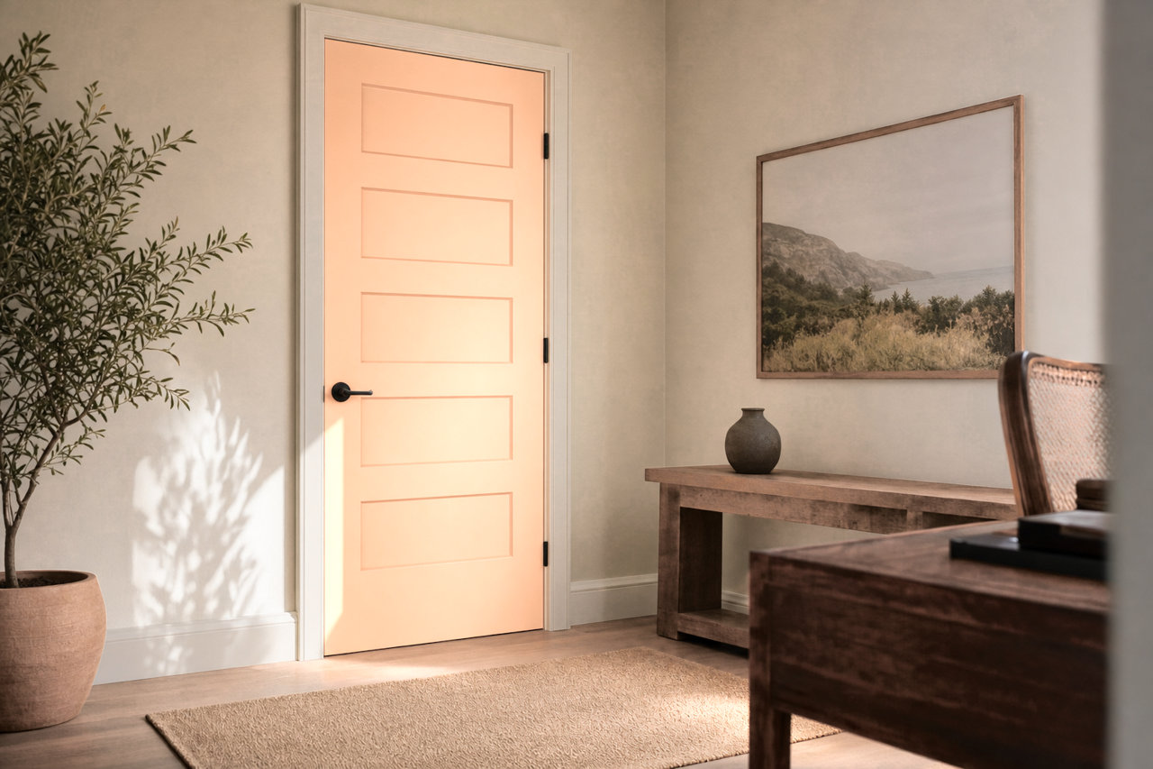 Orange by Benjamin Moore on interior-doors