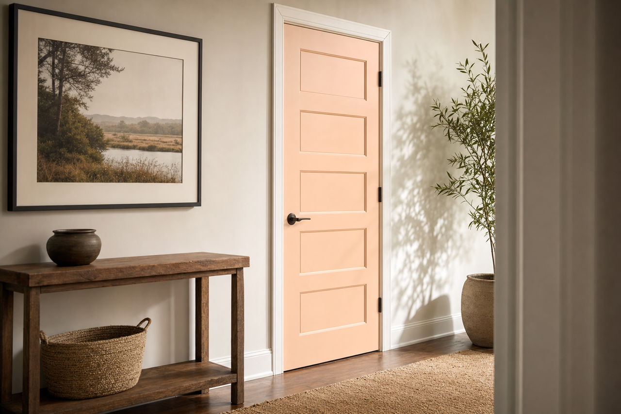 Rosebud by Benjamin Moore on interior-doors