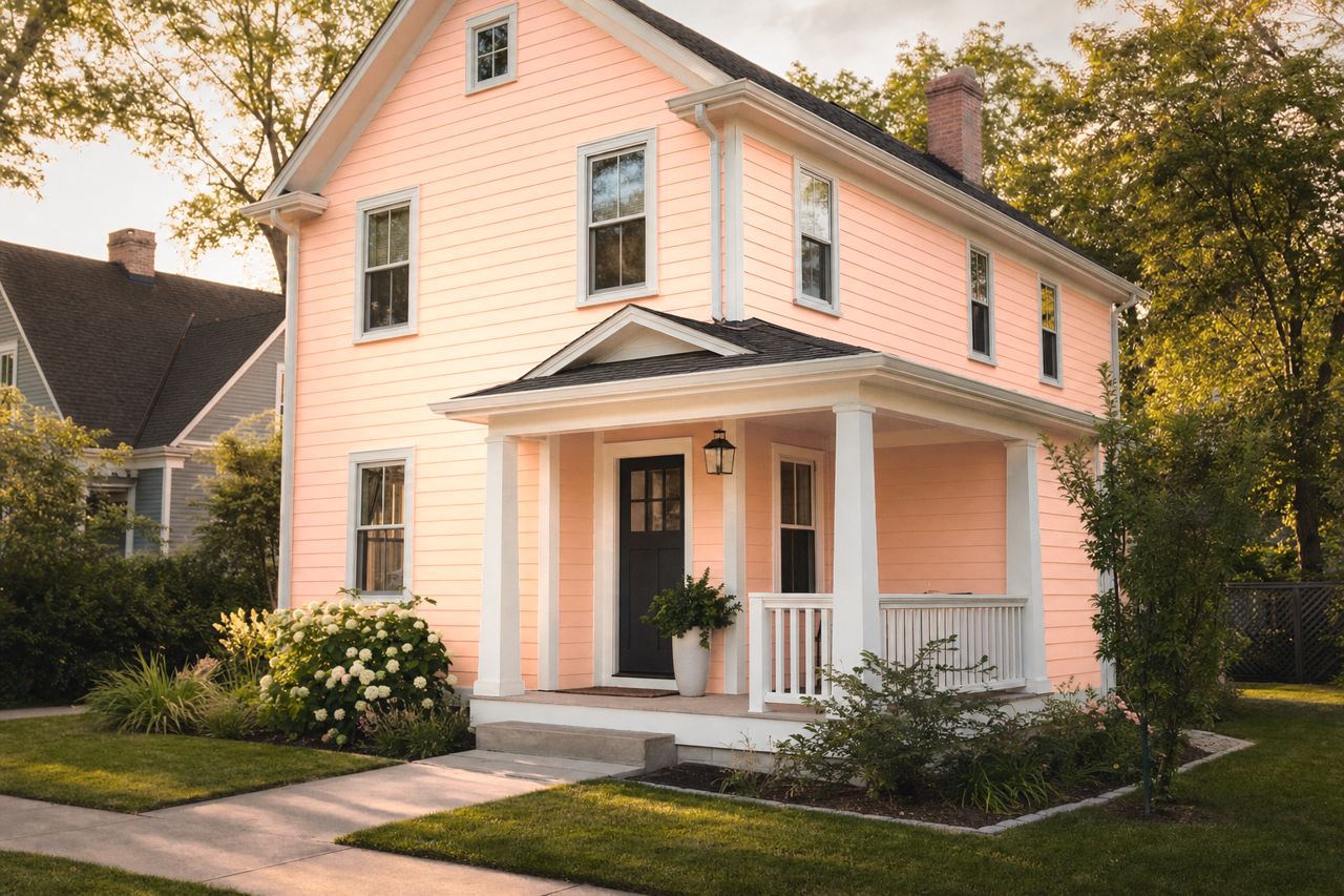 Del Ray Peach by Benjamin Moore on exterior