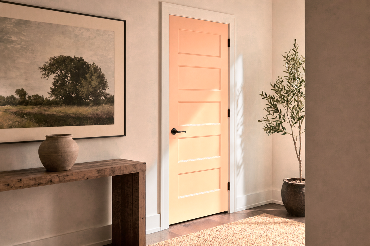 Del Ray Peach by Benjamin Moore on interior-doors