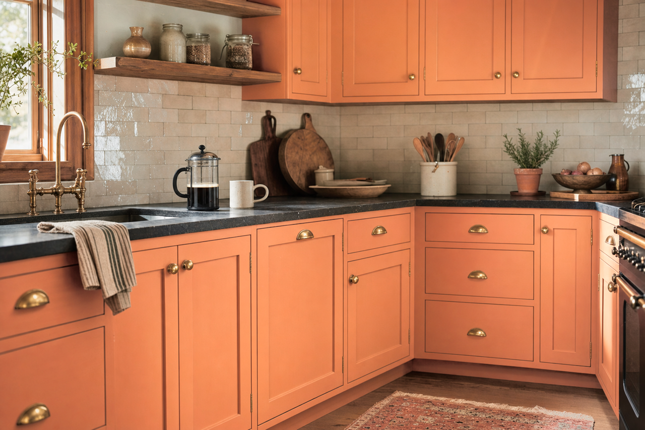 Golden Cherry by Benjamin Moore on cabinets