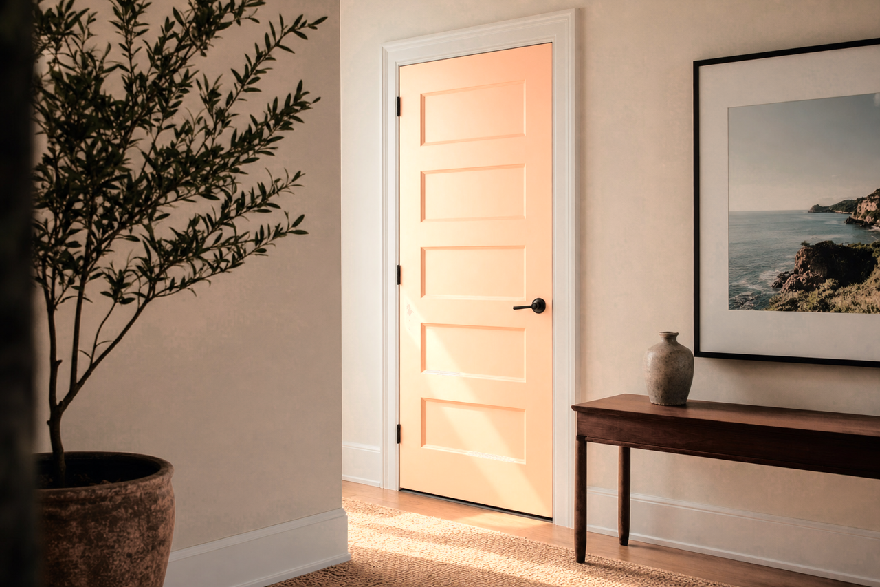 Sanibel Peach by Benjamin Moore on interior-doors