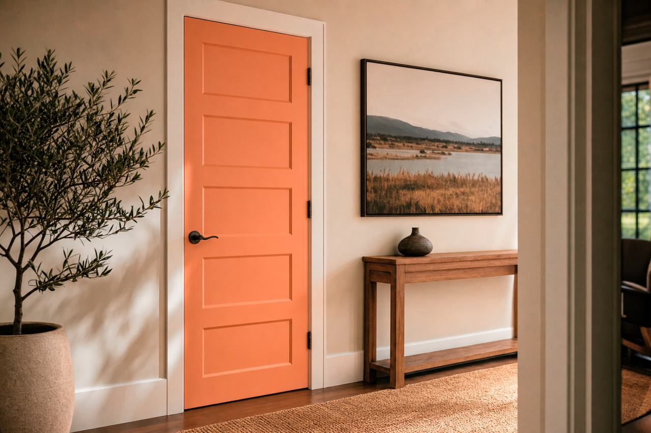 Flamingo by Benjamin Moore on interior-doors