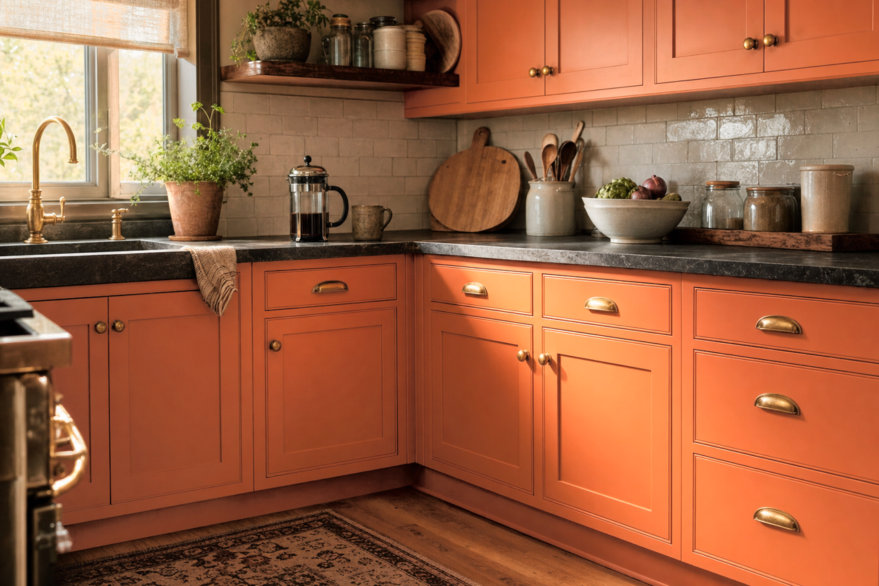 Corlsbud by Benjamin Moore on cabinets
