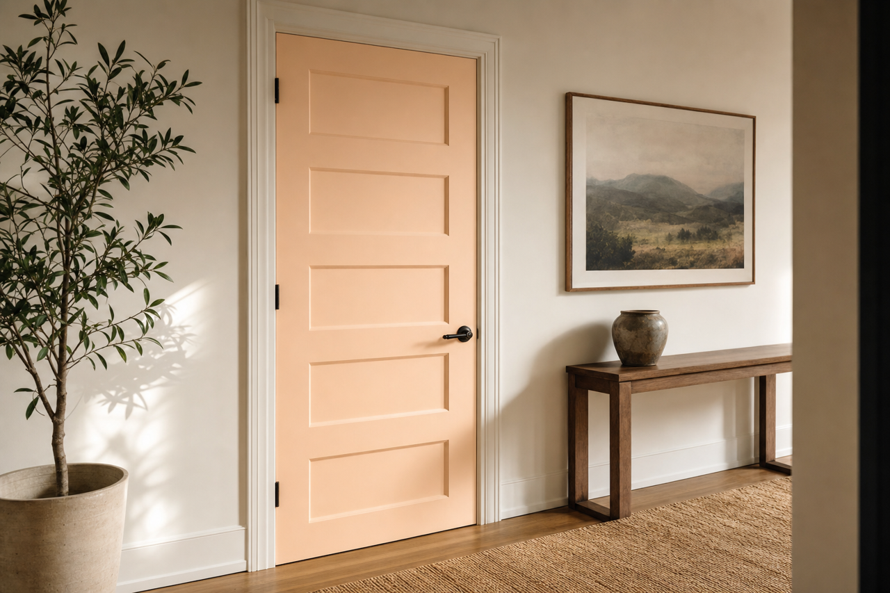 Peach by Benjamin Moore on interior-doors