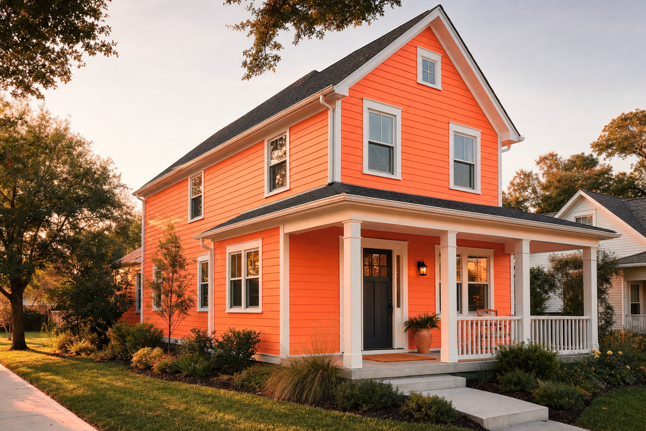 Fiesta Orange by Benjamin Moore on exterior