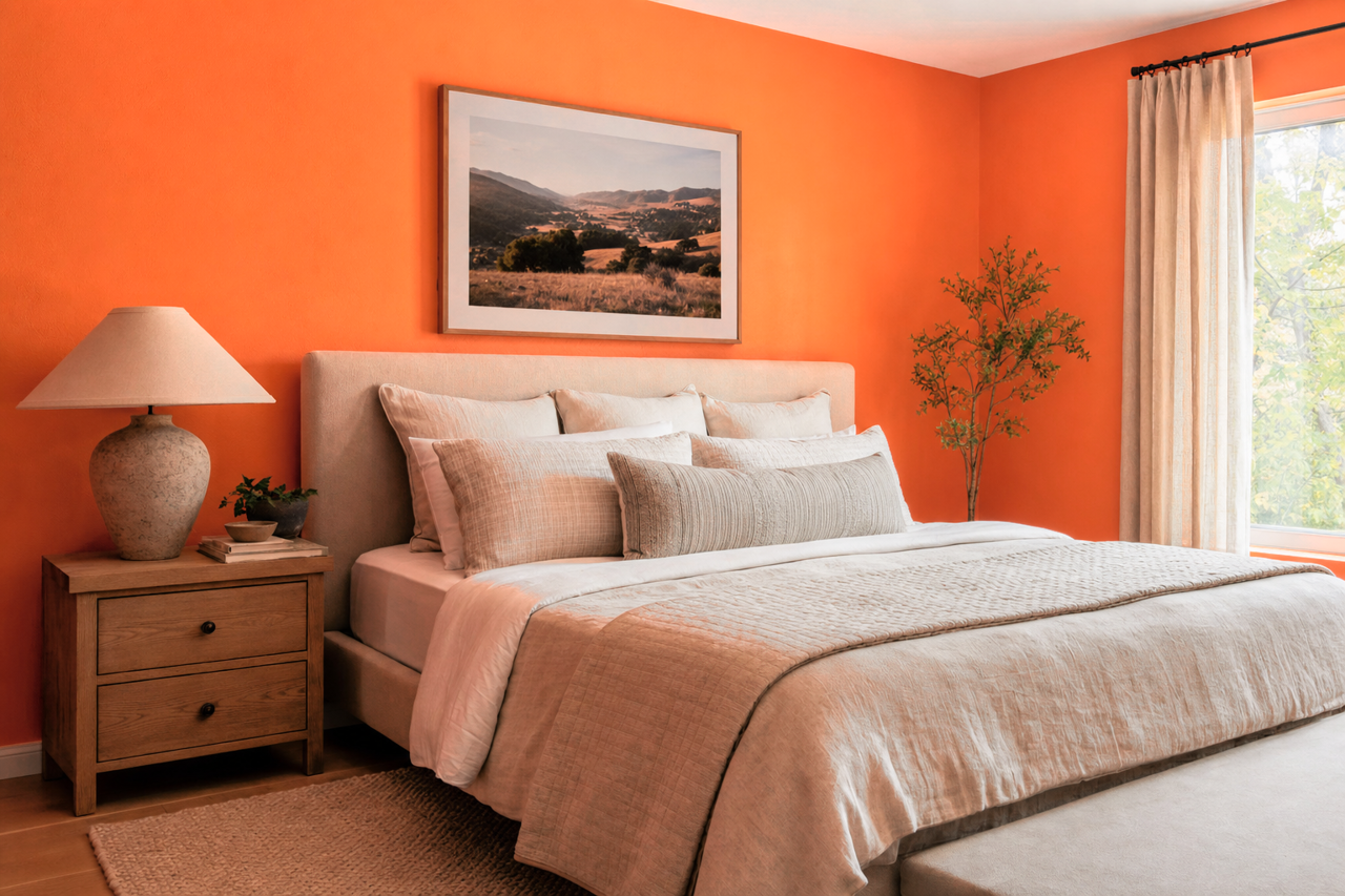 Fiesta Orange by Benjamin Moore on interiors