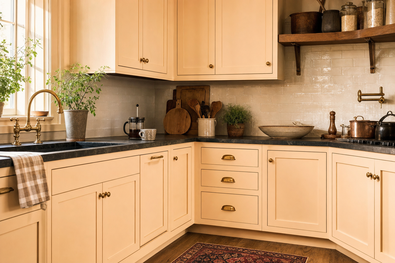 Amelia Blush by Benjamin Moore on cabinets