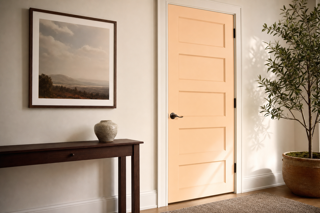 Apricot by Benjamin Moore on interior-doors