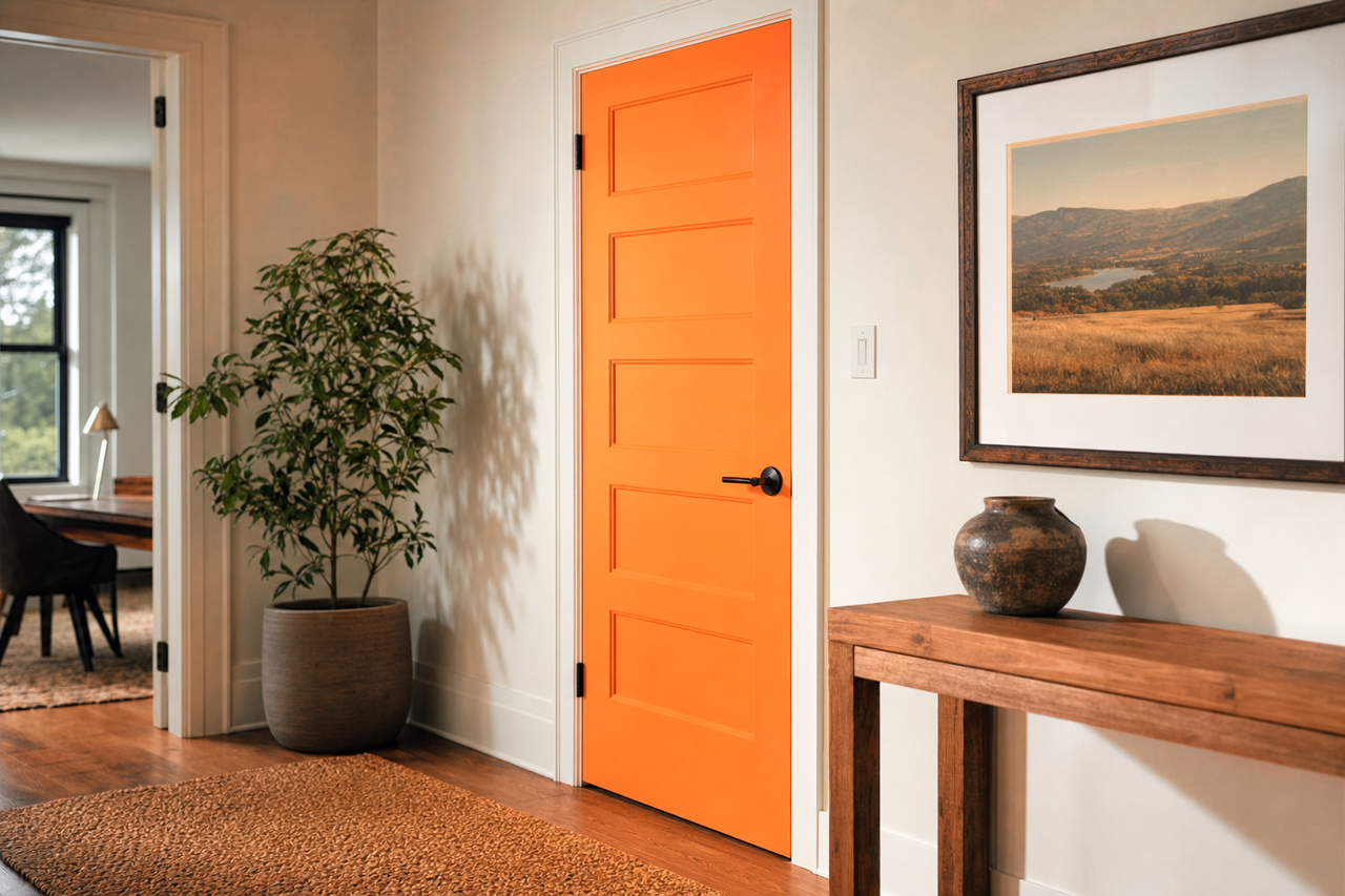 Tangerine Melt by Benjamin Moore on interior-doors