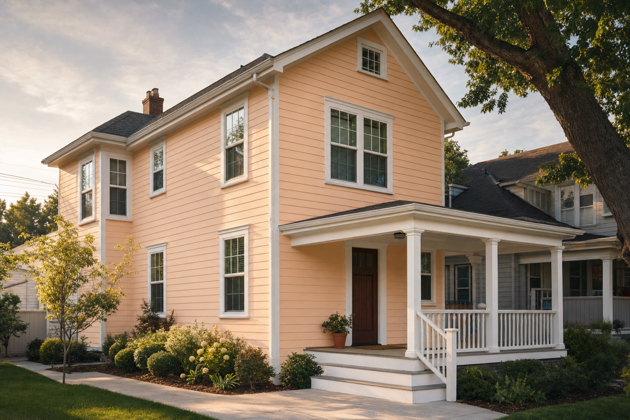 Peach Stone by Benjamin Moore on exterior