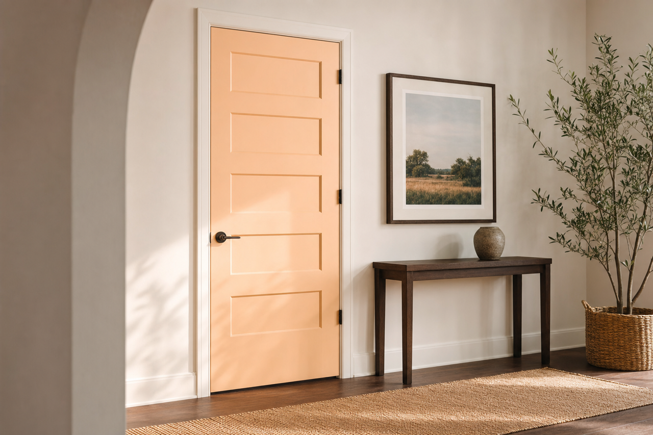 Peach Stone by Benjamin Moore on interior-doors