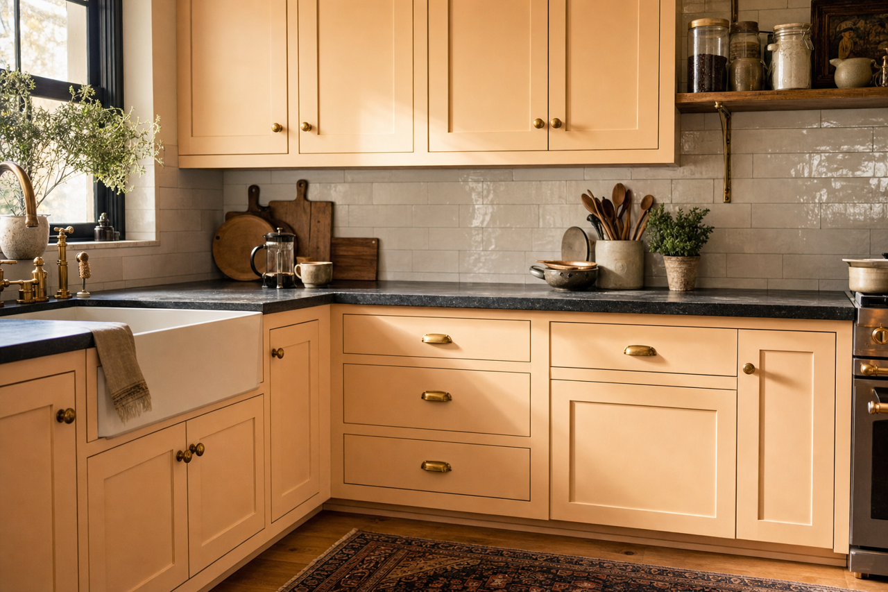 Candle by Benjamin Moore on cabinets