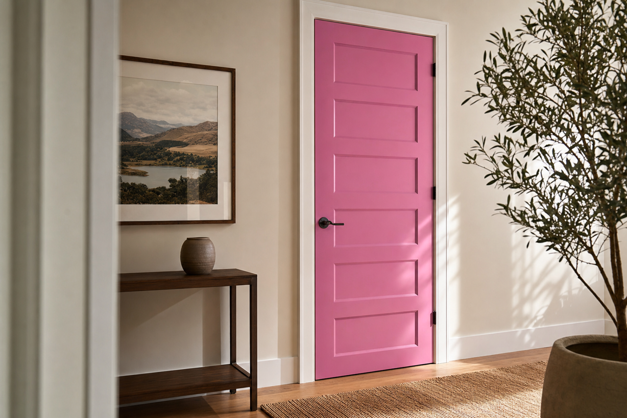 Cosmic Pink by Valspar on interior-doors