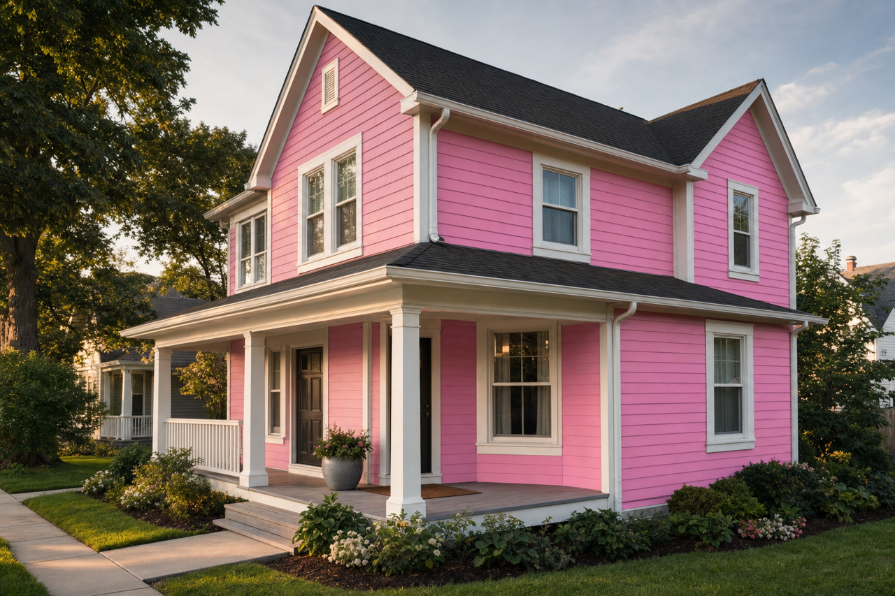 Raspberry Sorbet by Valspar on exterior