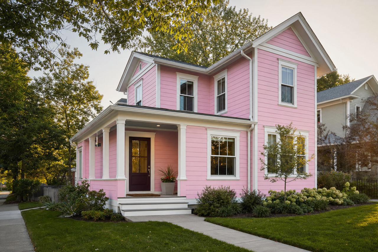Pink Plunge by Valspar on exterior