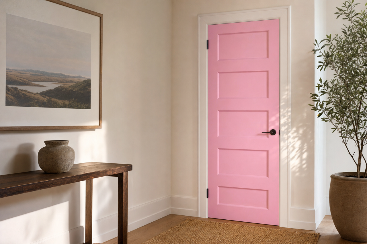 Pink Plunge by Valspar on interior-doors