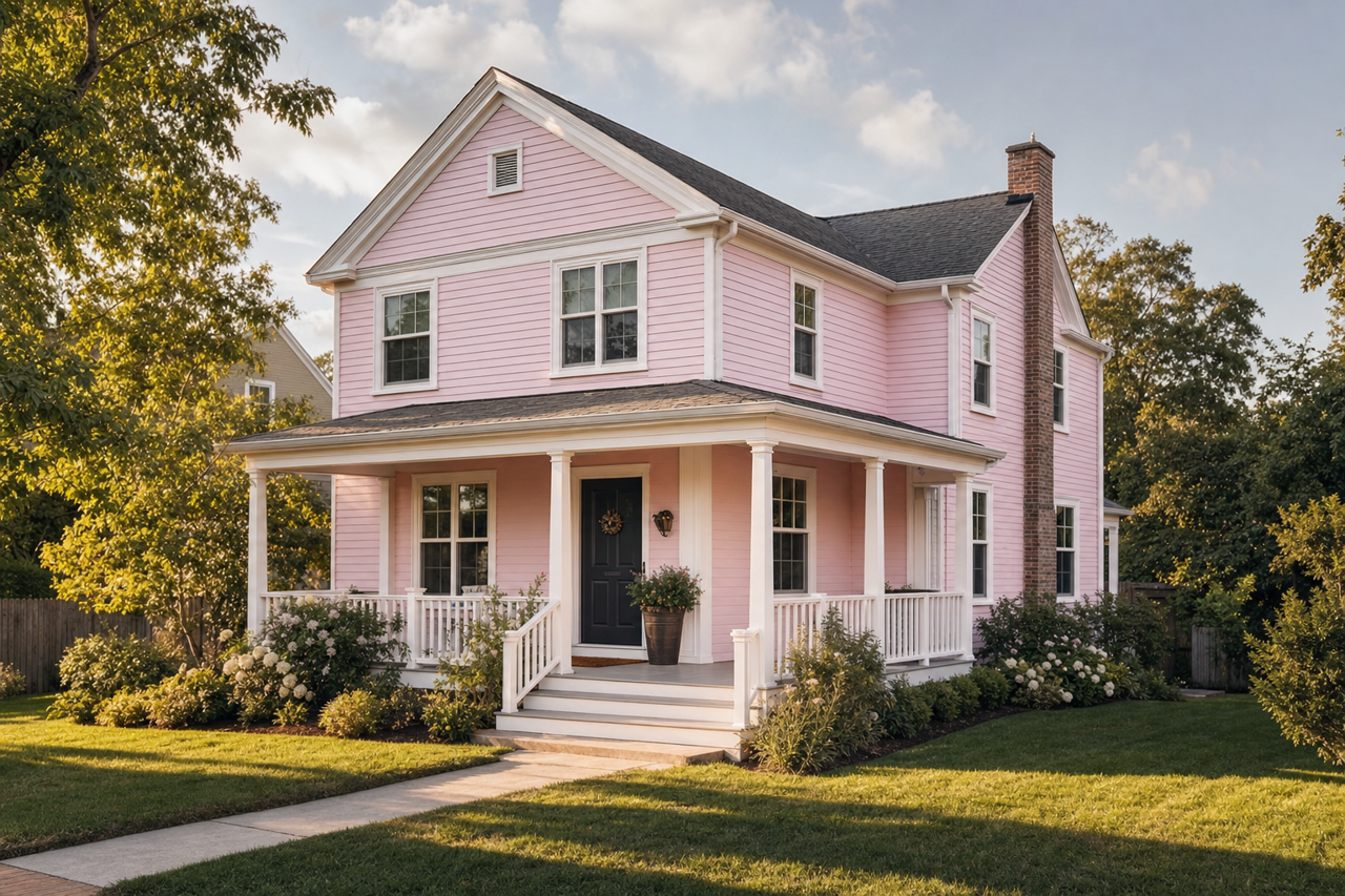 Pink Odyssey by Valspar on exterior