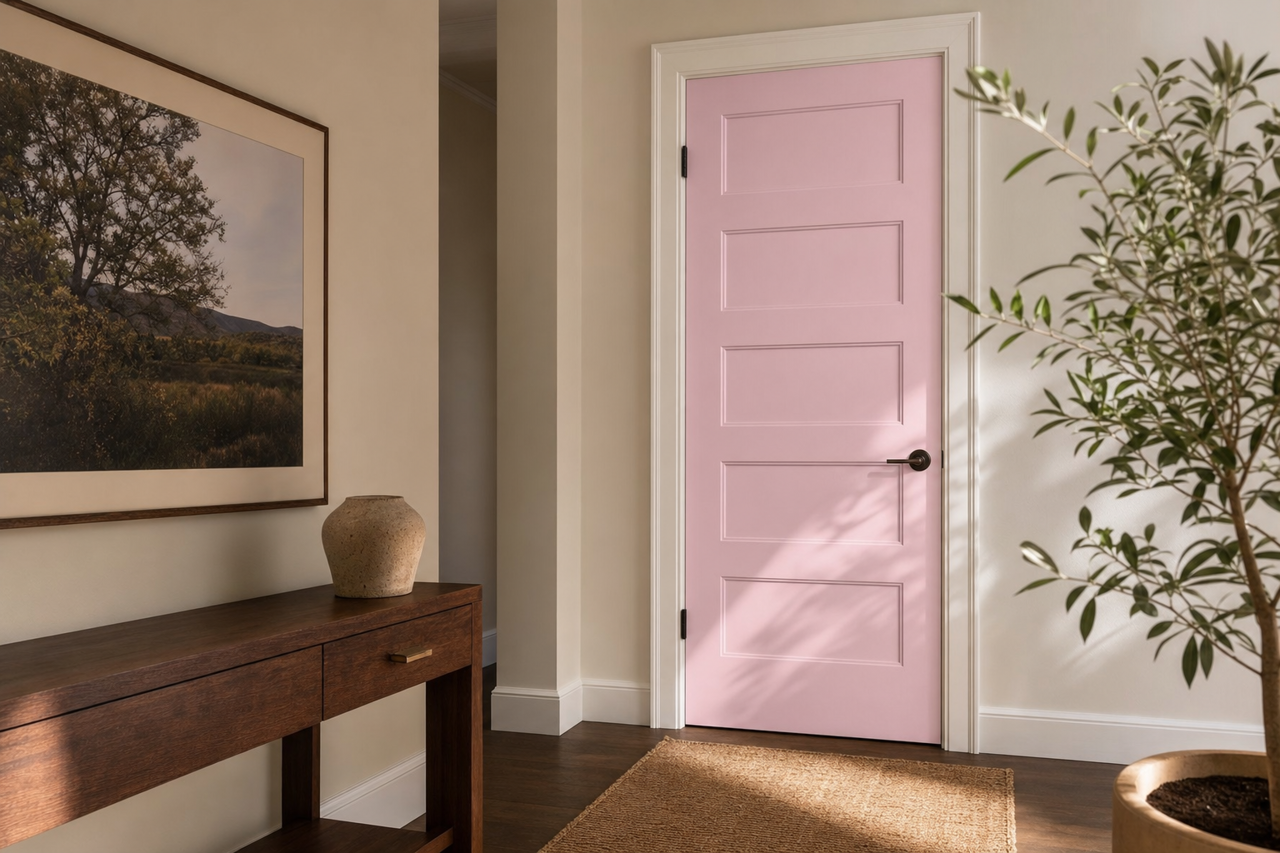 Pink Odyssey by Valspar on interior-doors