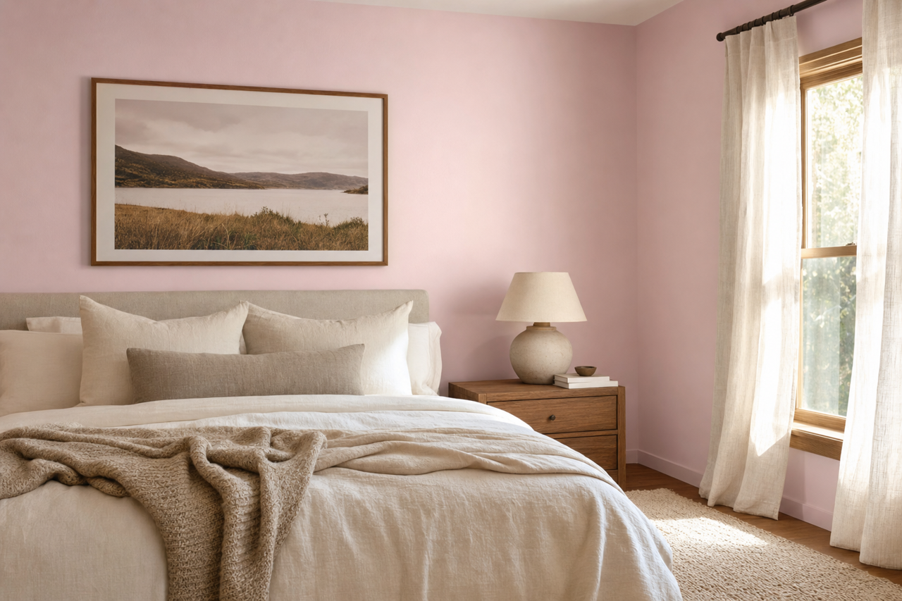 Pink Mist by Valspar on interiors