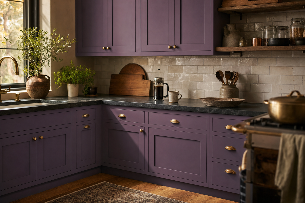 Velvet Beret by Valspar on cabinets